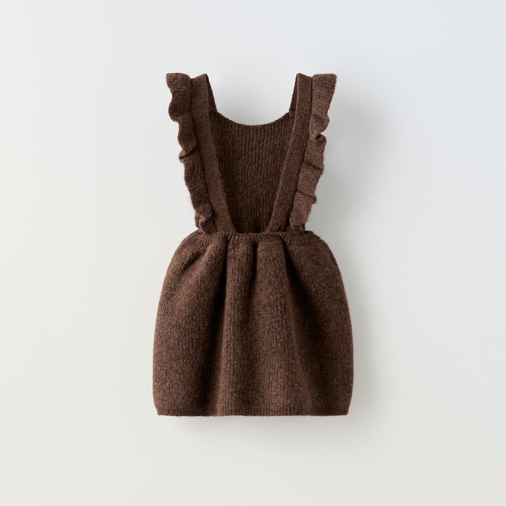 Zara RUFFLED KNITWEAR PINAFORE DRESS